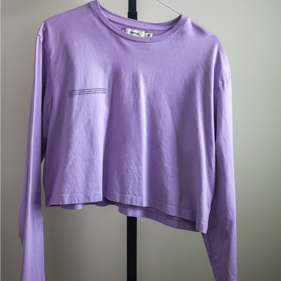 PANGAIA Lavender Long Sleeve [slightly] Cropped Shirt Top Purple - Picture 4 of 5